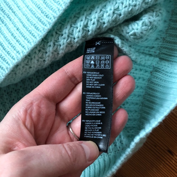 Mint💕Sea Mist Waffle Knit Crew Chunky Sweater M - Picture 6 of 8